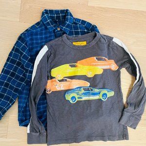 Lot of two Youth Kids Tops - Flannel and Long Sleeve Glow in the Dark Tee size 8